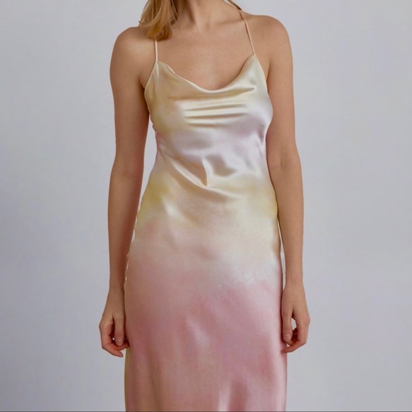 Silk Maison 90s Forever Cowl Neck Silk Slip Dress, Sugar Pastel, size XS,  NWOT
